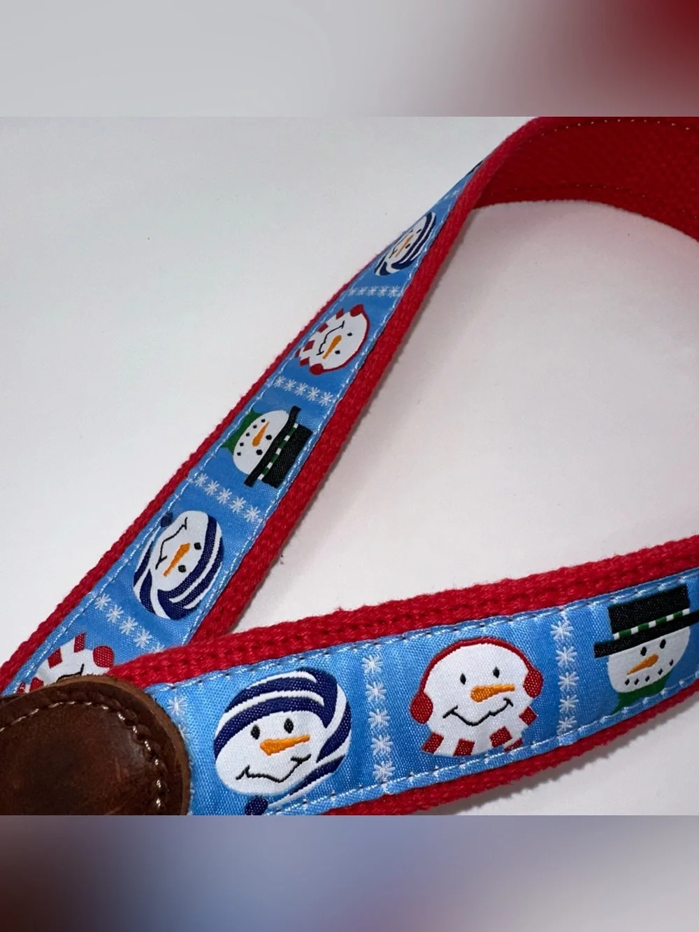 Preston Leather Snowman Holiday Belt Solid Brass Buckle Kids Size 22 Made in USA